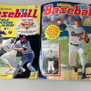 Lot 2 Vintage 1990 1991 Panini Collectible Sticker Albums Collector Baseball